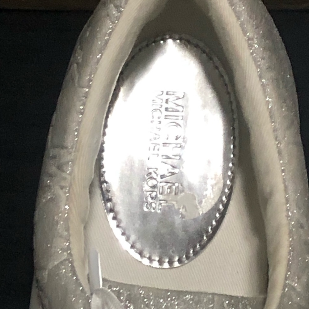 Michael Kors Keaton Low Trainers, Size 11, JC25G, Leather, White/Sliver - Picture 4 of 7